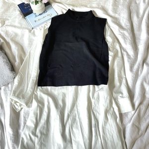 Women's autumn style dress set: Black Sweater + white shirt dress